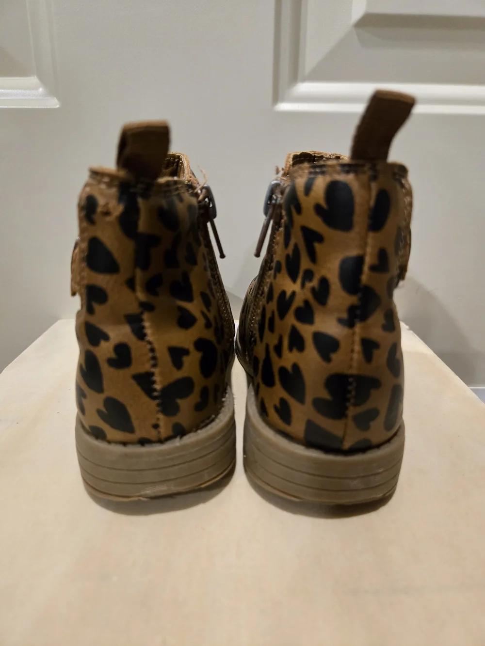 Carters Girls Cheetah Heart Print Ankle Boots
